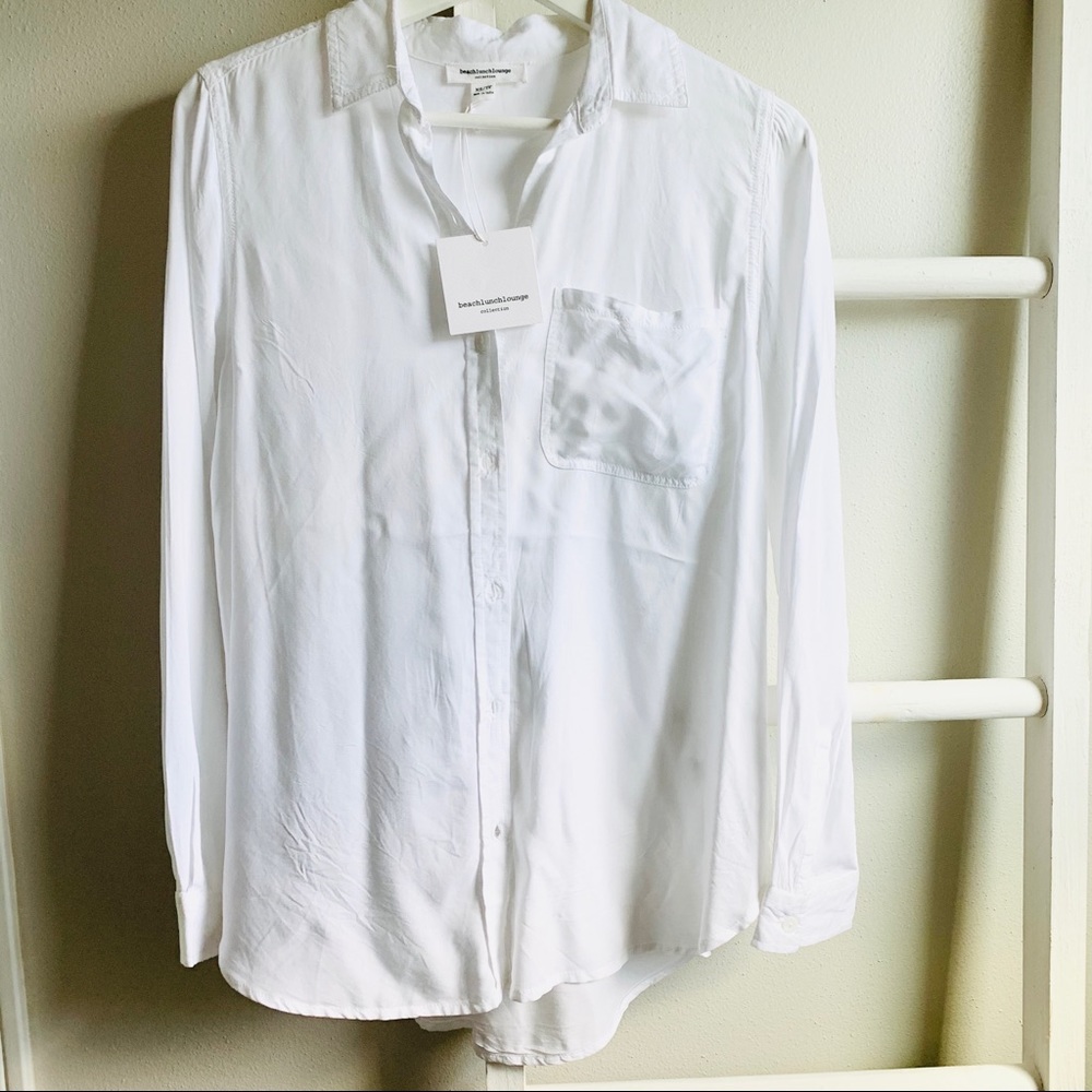 Beach Lunch Lounge Long Sleeve White Blouse